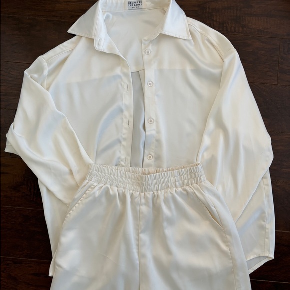 Satin set - button down and trousers - Picture 2 of 3